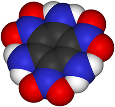 Rendering of a Triaminotrinitrobenzene (TATB), an insensitive high explosive that will be used for the warhead's main charge.