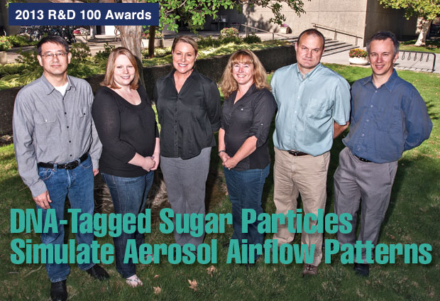 Article title: DNA-Tagged Sugar Particles Simulate Aerosol Airflow Patterns; photo of the DNATrax development team.