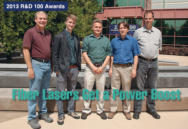 Article title: Fiber Lasers Get a Power Boost; photo of the mode converter development team.
