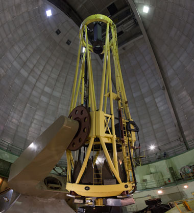 Lick Observatory’s 3-meter Shane telescope has been used for testing many new instruments for astronomy research, including the novel adaptive-optics-based laser guide star—developed with help from Livermore scientists. (Photo by Lanie L. Rivera.) 